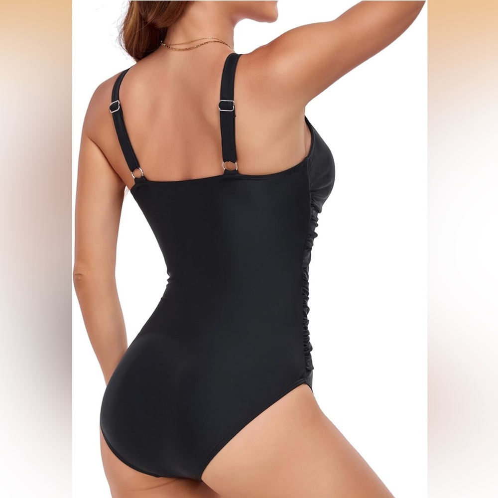 NWT One Piece Tummy Control Slimming Retro Swimsuit Bathing Suit - Picture 3 of 4